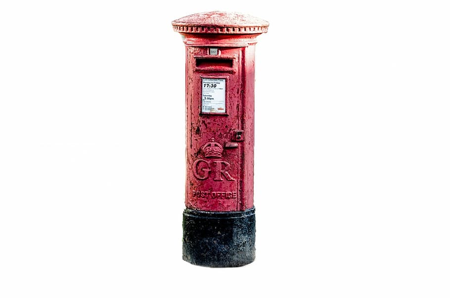 red, black, metal mail box, post, box, postbox, mail, british, letterbox, britain