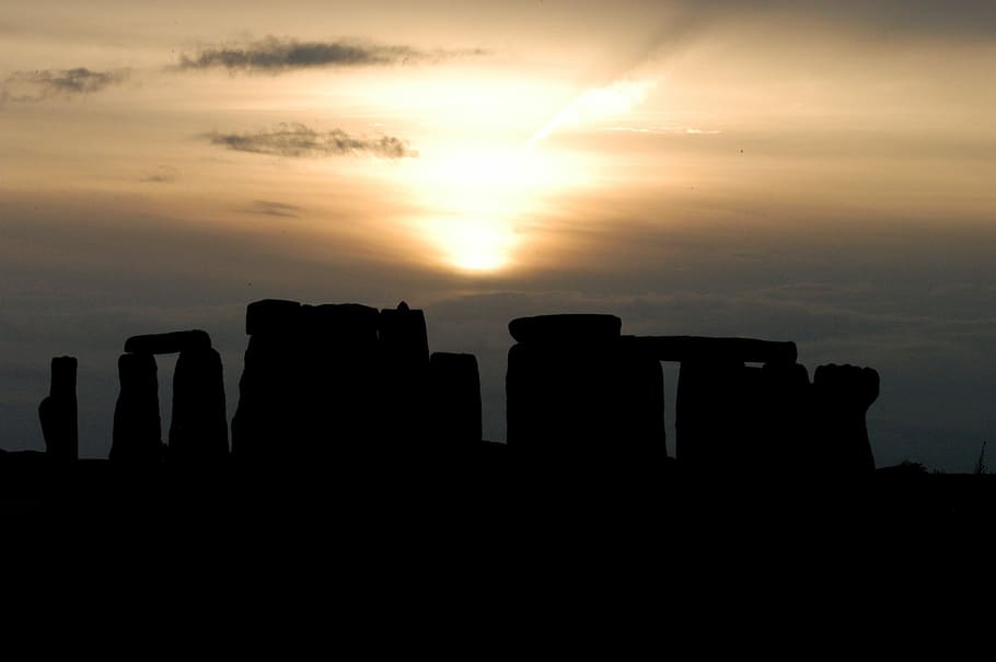 Sunset, Stonehenge, England, abendstimmung, stone circle, mystical, silhouette, nature, sky, beauty in nature