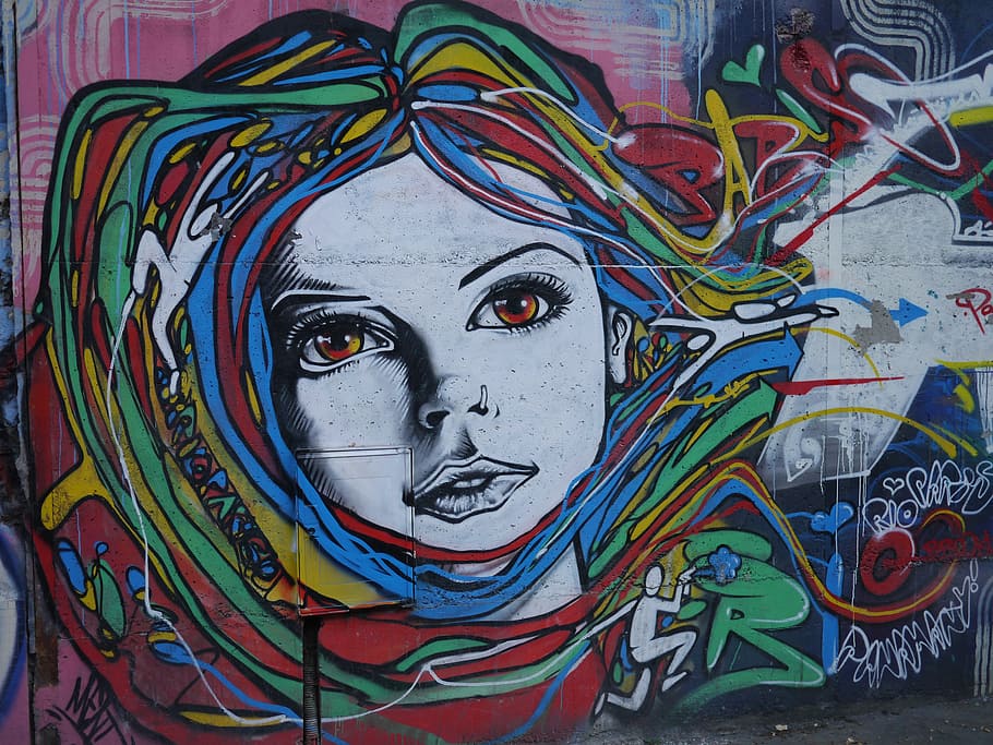 wajah wanita, abstrak, lukisan, wanita, wajah, lukisan abstrak, gadis, seni kota, grafiti, seni grafiti