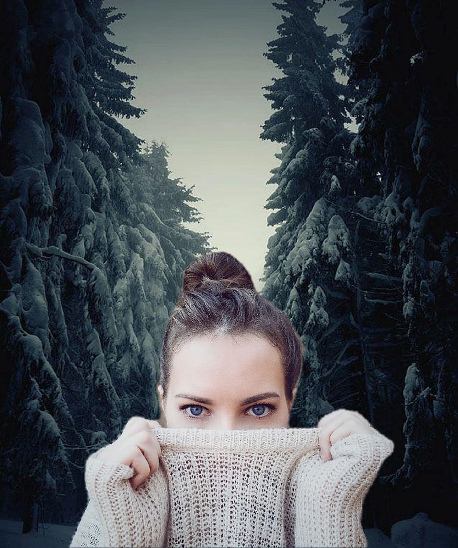 shyness, woman, female, forest, scared, portrait, looking at camera, young adult, one person, front view