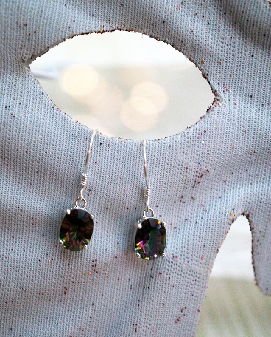 jewelry, mystic topaz, sterling silver, earrings, stone, gem, gemstone, natural, cabochon, setting