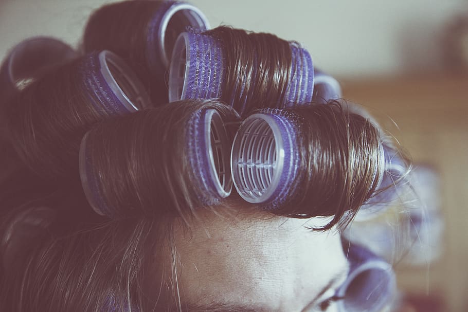 hair, curls, rollers, hairstyle, stylist, hairdresser, girl, woman, people, close-up