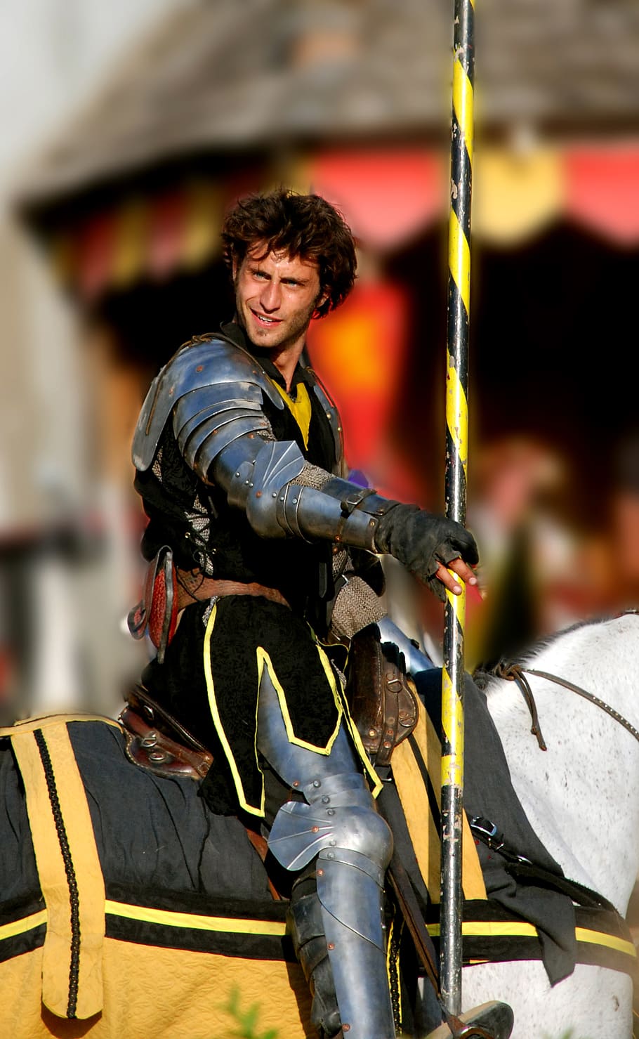 man, wears, gray, stainless, steel armour, daytime, knight, renaissance fair, joust, medieval