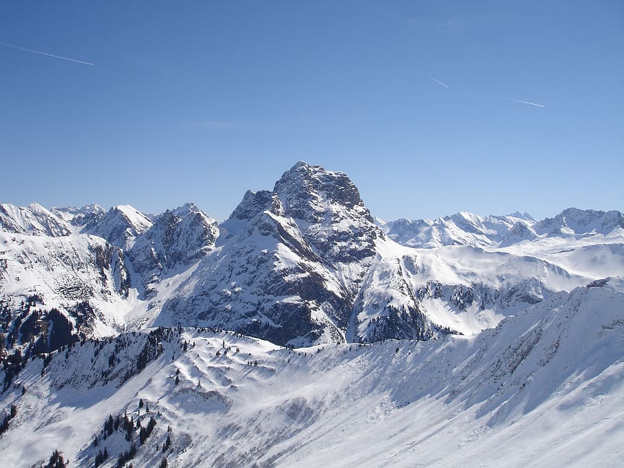 montaña nevada, piedra aries, allgäu, montañas, alpino, lado norte, invierno, nieve, valle de lech, stillachtal