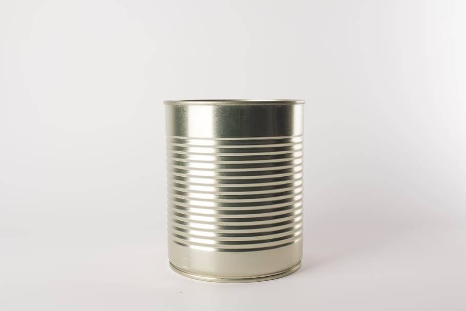 lata de acero inoxidable, lata, aluminio, corned, grande, metal, acero, metálico, estaño, objeto único