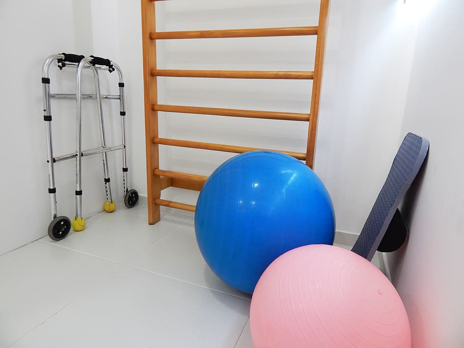 physical therapy, pilates, office, indoors, exercising, fitness ball, sports training, sport, healthy lifestyle, ball