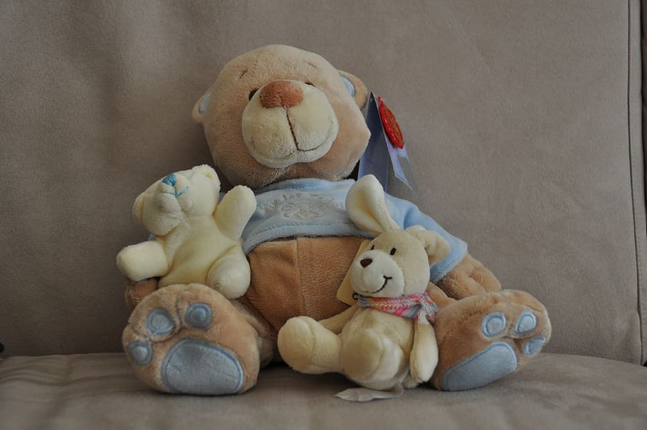 hugs, toys, have children, baby, stuffed toy, teddy bear, toy, representation, indoors, still life