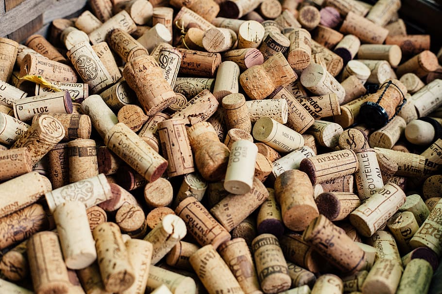 brown cork lot, wine, corks, craft, wood, cork - Stopper, large group of objects, wine cork, abundance, full frame