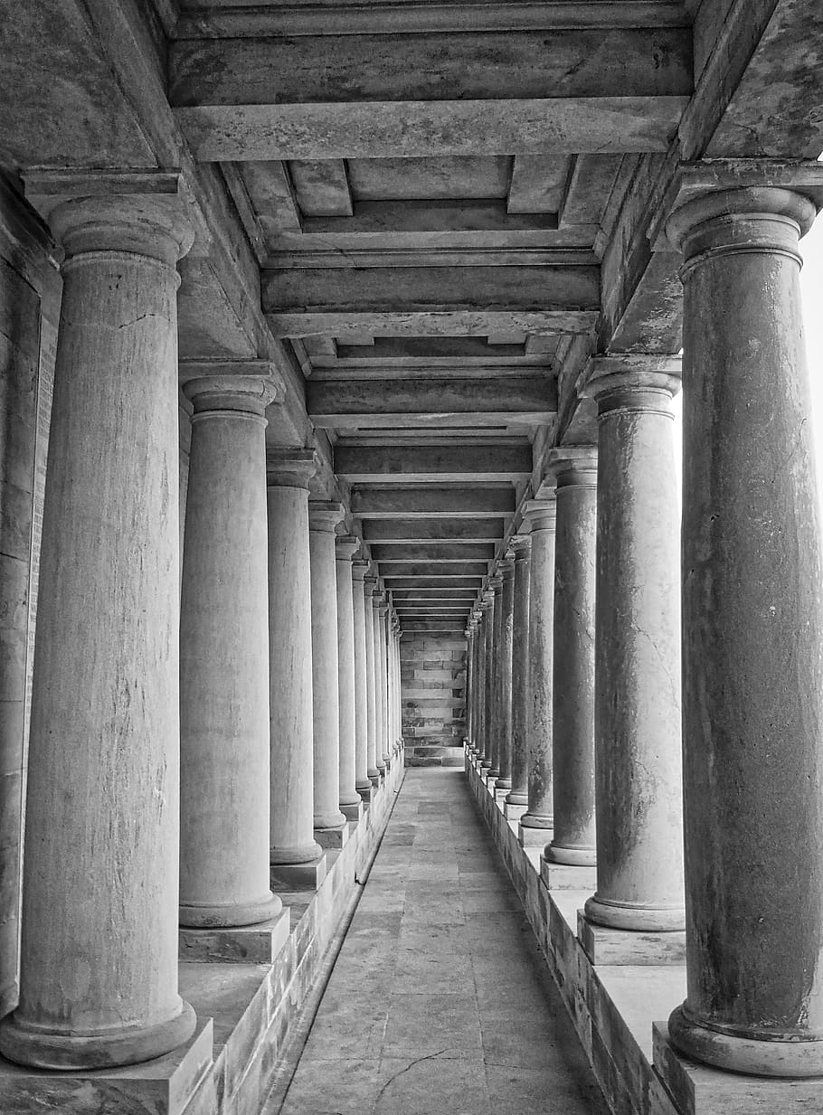 colunas, colunata, clássico, arquitetônico, antigo, romano, coluna arquitetônica, arquitetura, estrutura construída, em uma fileira