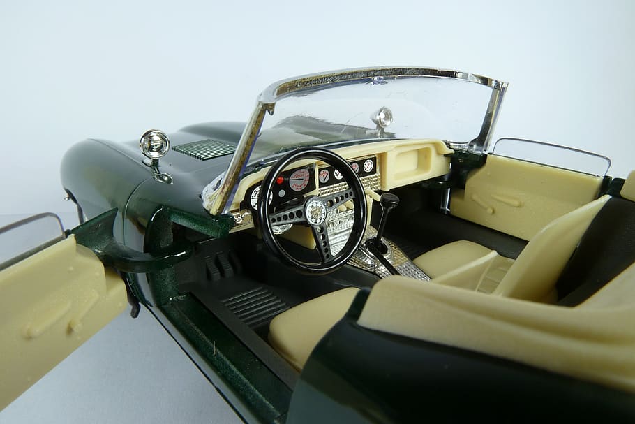 jaguar, tipo e, cabrio, 1961, jaguar e, descapotable, 1x18, modelo de coche, bburago, transporte
