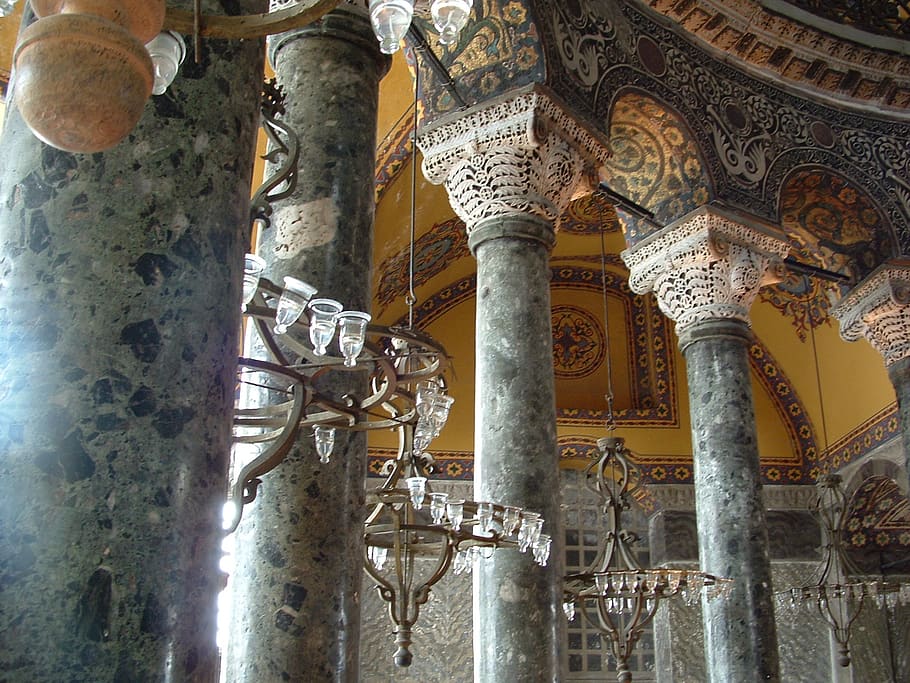 hagia sophia, istanbul, architecture, religious architecture, interior, tukey, constantinople, architectural column, history, built structure