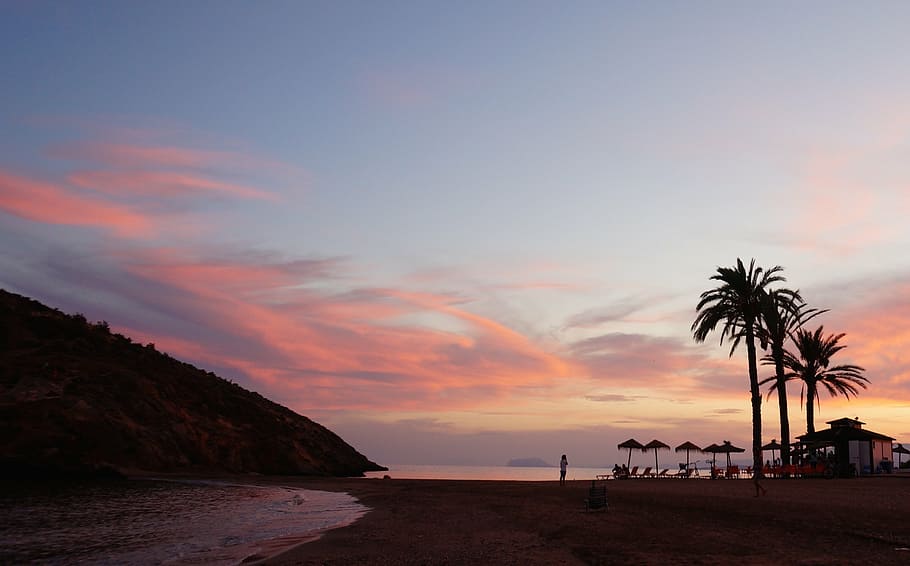 mazarrón, castellar, murcia, sunset, beach, summer, spain, sky, landscape, sea