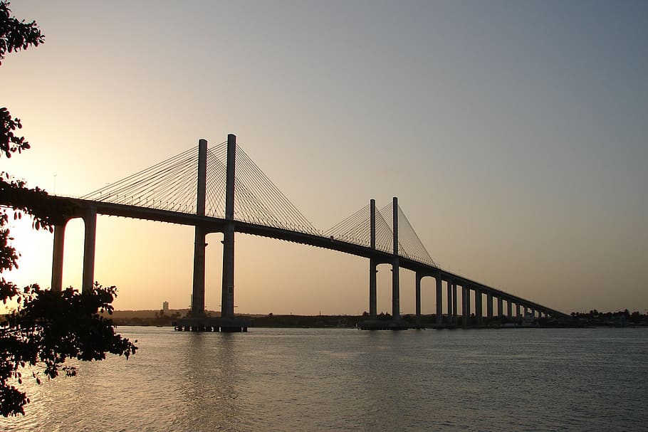 natal, brazil, river, bridge, the sunset, bridge - man made structure, sky, built structure, water, connection