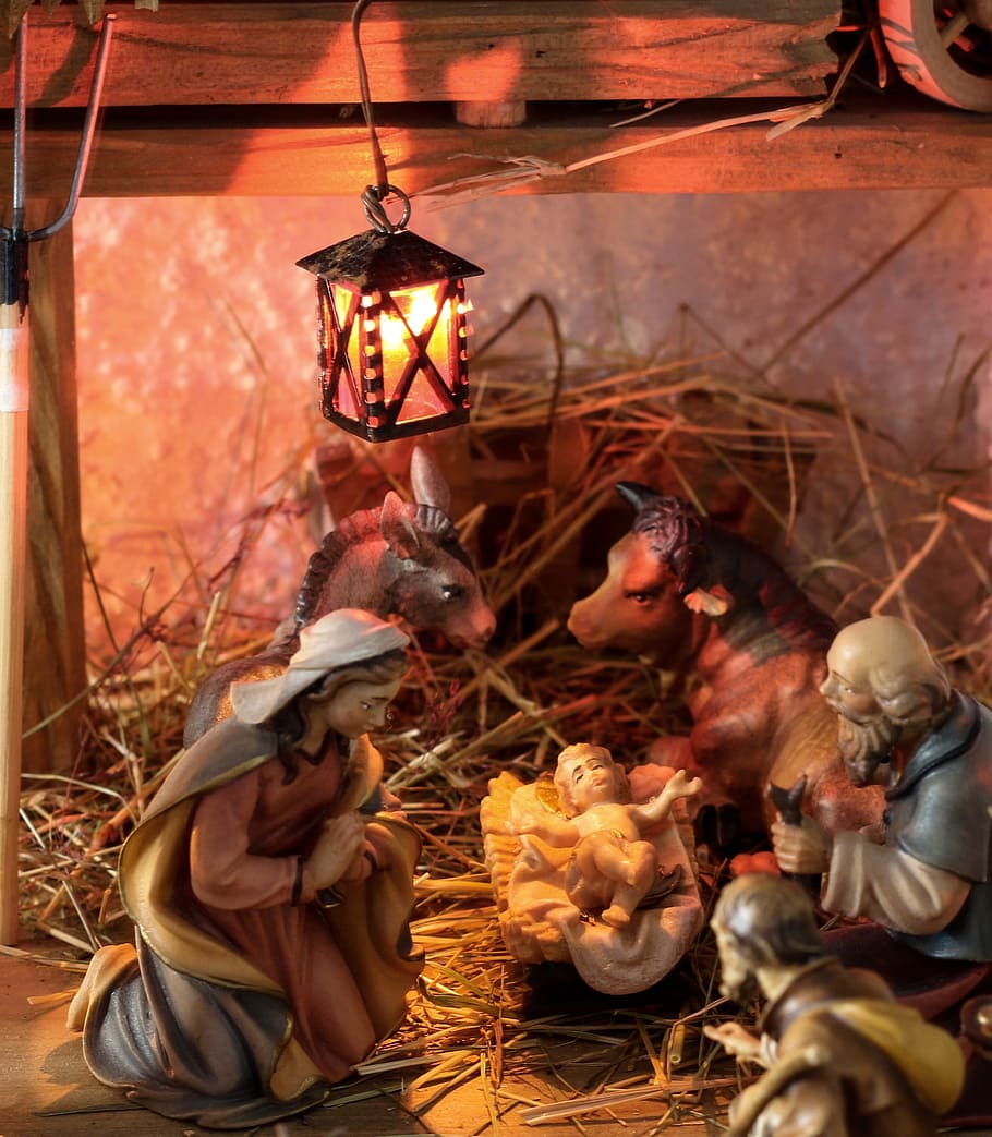 nativity ceramic figurines, crib, christmas, father christmas, nativity scene, stall, jesus, santon, people, cultures