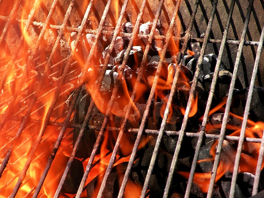 grill, fire, coals, burning coals, charcoal, charcoal grill, heat - temperature, burning, fire - natural phenomenon, food and drink