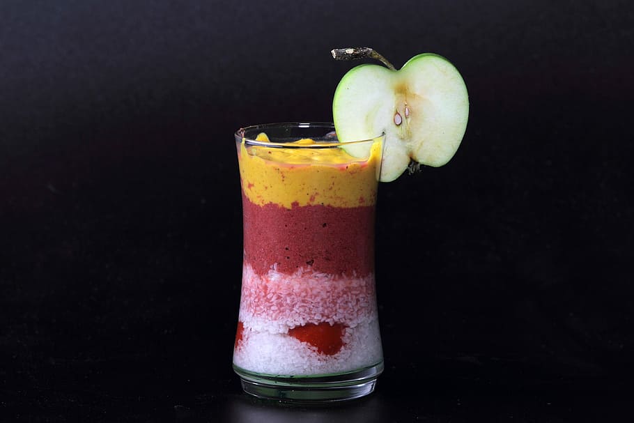 fruit smoothie cocktail, Colored, Fruit, Smoothie, Cocktail, dessert, drink, public domain, snack, freshness