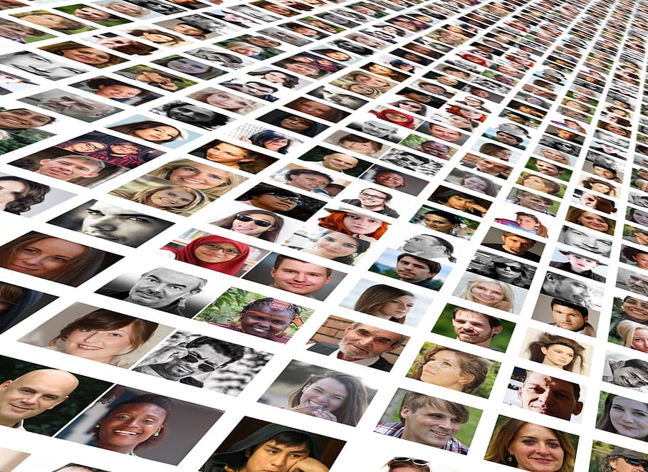persons face lot, photo montage, faces, photo album, world, population, media, system, network, news