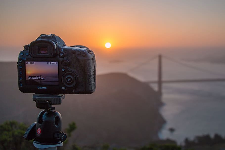 三脚, カメラ, サンフランシスコ, テクノロジー, カリフォルニア, 風景, uSA, カメラ-写真機器, 日没, 屋外