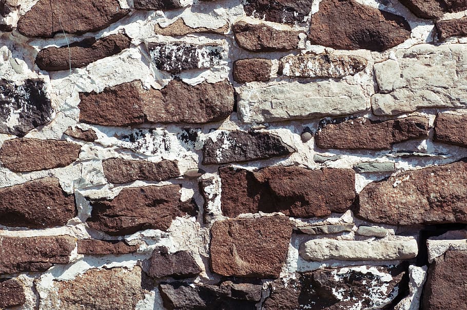 dinding, batu bata, struktur, nat, coklat, putih, pola, bingkai penuh, latar belakang, bata