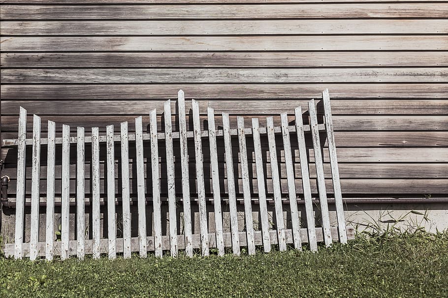 gray wooden fence, fence, brown, fences, grass, gray, green, planks, walls, wood