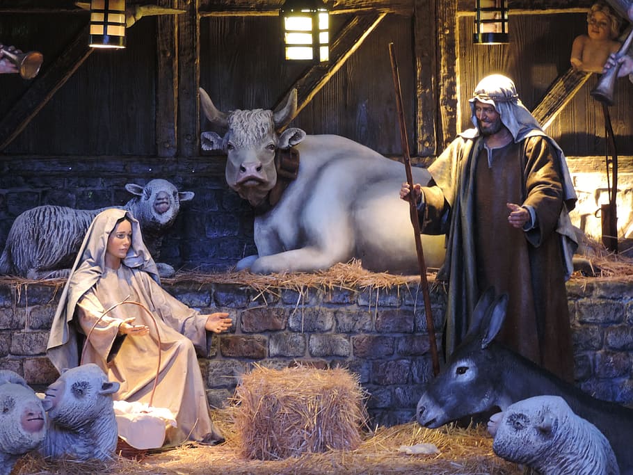 nativity scene statue, christmas, manger, jesus, christ, christmas crib figures, santos reyes, maria, wedge, kings