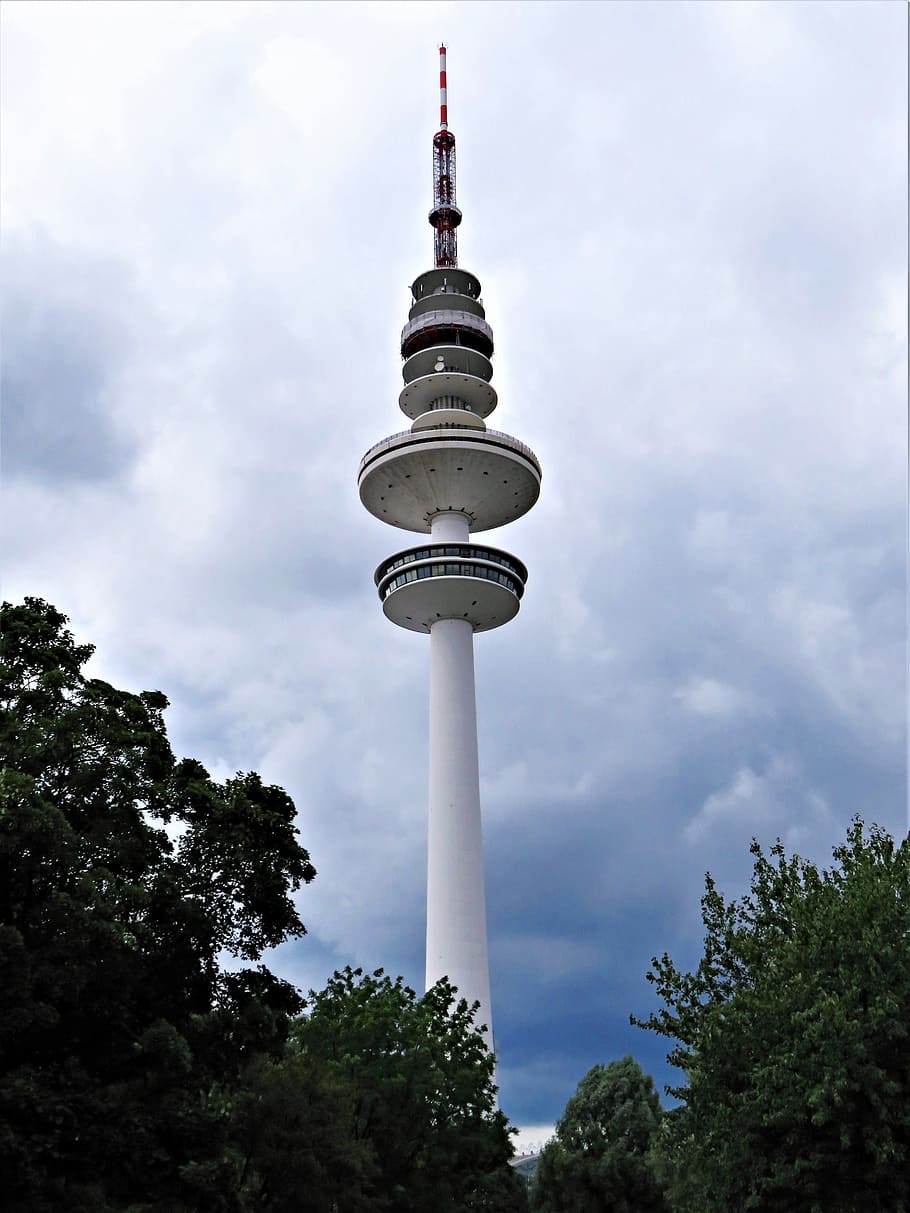 architectural, photography, cn tower, building, hamburg tv tower, architecture, tower, hanseatic city of hamburg, germany, places of interest