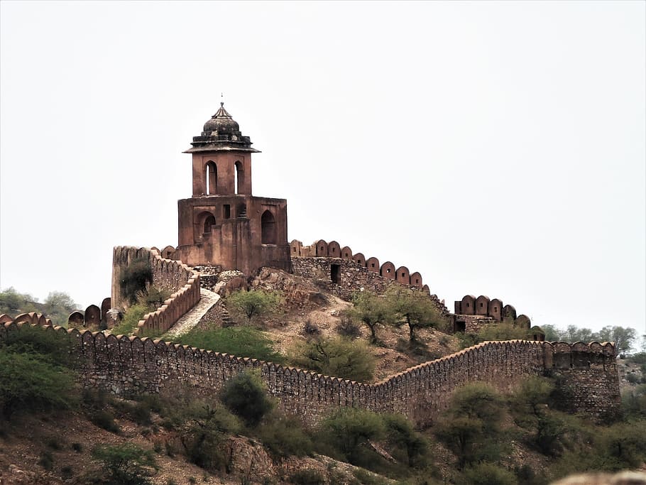 아 메르 요새, 자이푸르, 인도, 늙은, 역사적인, 건물, 관광 여행, 라자스탄, 건축물, 건축 된 구조