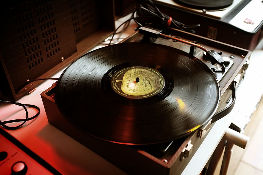 黒, ビニールレコード, 灰色, ターンテーブル, ビニール, 音楽, 音, 古い, 技術, レコード