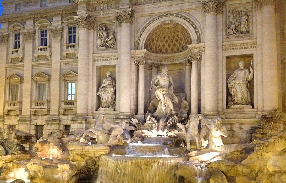 trevi fountain, fontana di trevi, rome, italy, historic, trevi, sculpture, statue, human representation, representation
