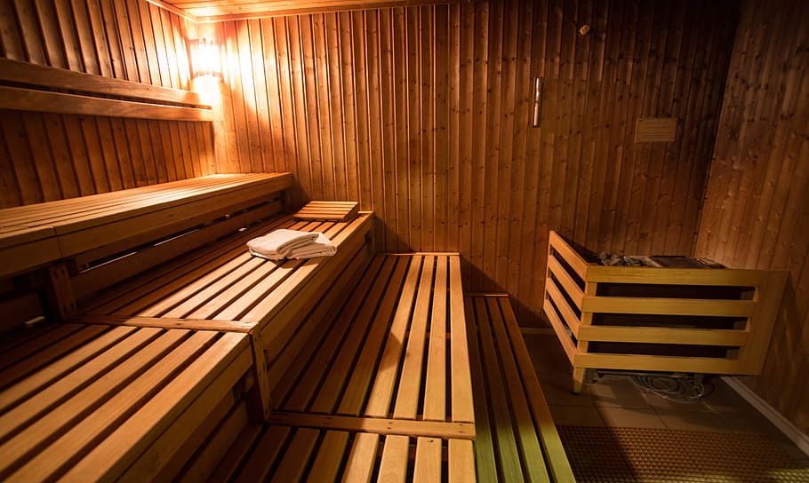 brown, wooden, sauna bath, sauna, leisure, finnish sauna, relax, wood sauna, heat, wood - material