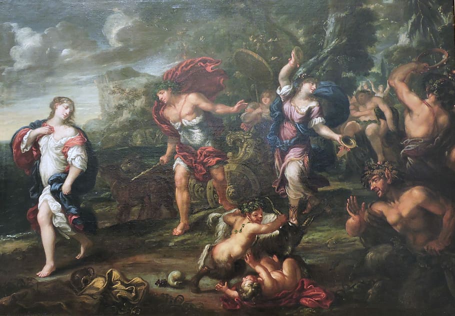 Bacchus, Arianna, Painting, the framework, museum, adults only, only men, adult, people, large group of people