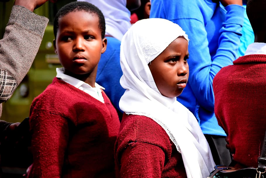 children, red, sweaters, africa, tanzania, young, childhood, child, people, students