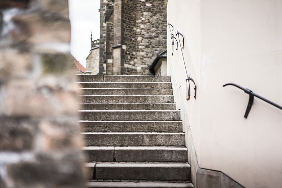 escadas da cidade velha, Cidade Velha, Escadas, arquitetura, castelo, igreja, cidade, velho, ruas, escada