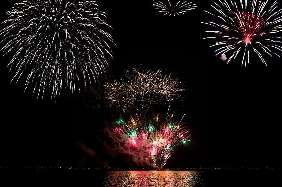 fireworks display, night, fireworks, celebration, holiday, independence, flash, evening, summer, united