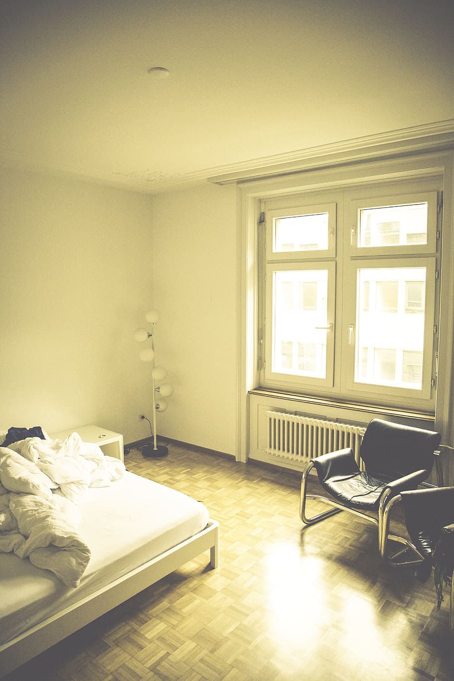 closed windowpane, bedroom, accommodation, hotel, pension, bed, sleep, room, urban, zurich