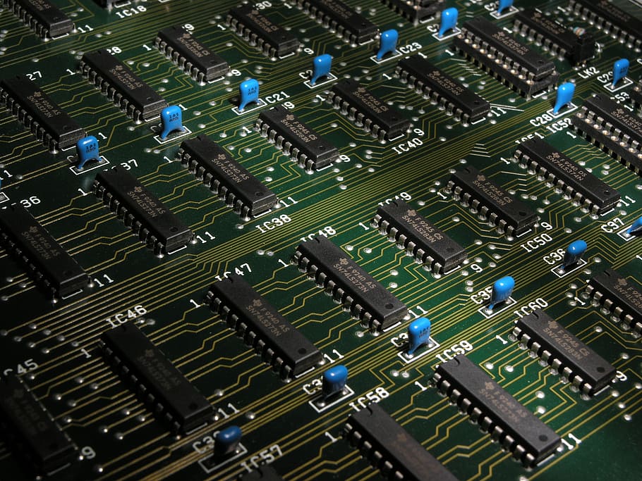 green circuit board, electronics, components, chips, computer, board, technology, main board, mother board, digital