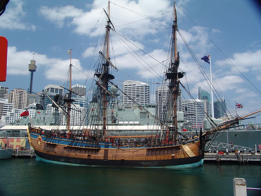 endeavour, captain cook, ship, sailing vessel, rigging, australia, tour, historically, legend, sea