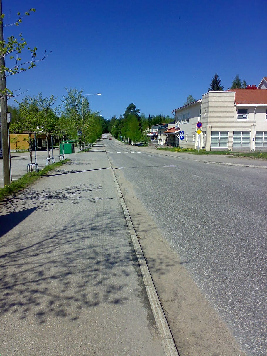 Road, Rautavaara, Finlandia, foto, domain publik, jalan, kota, di luar rumah, rumah, aspal