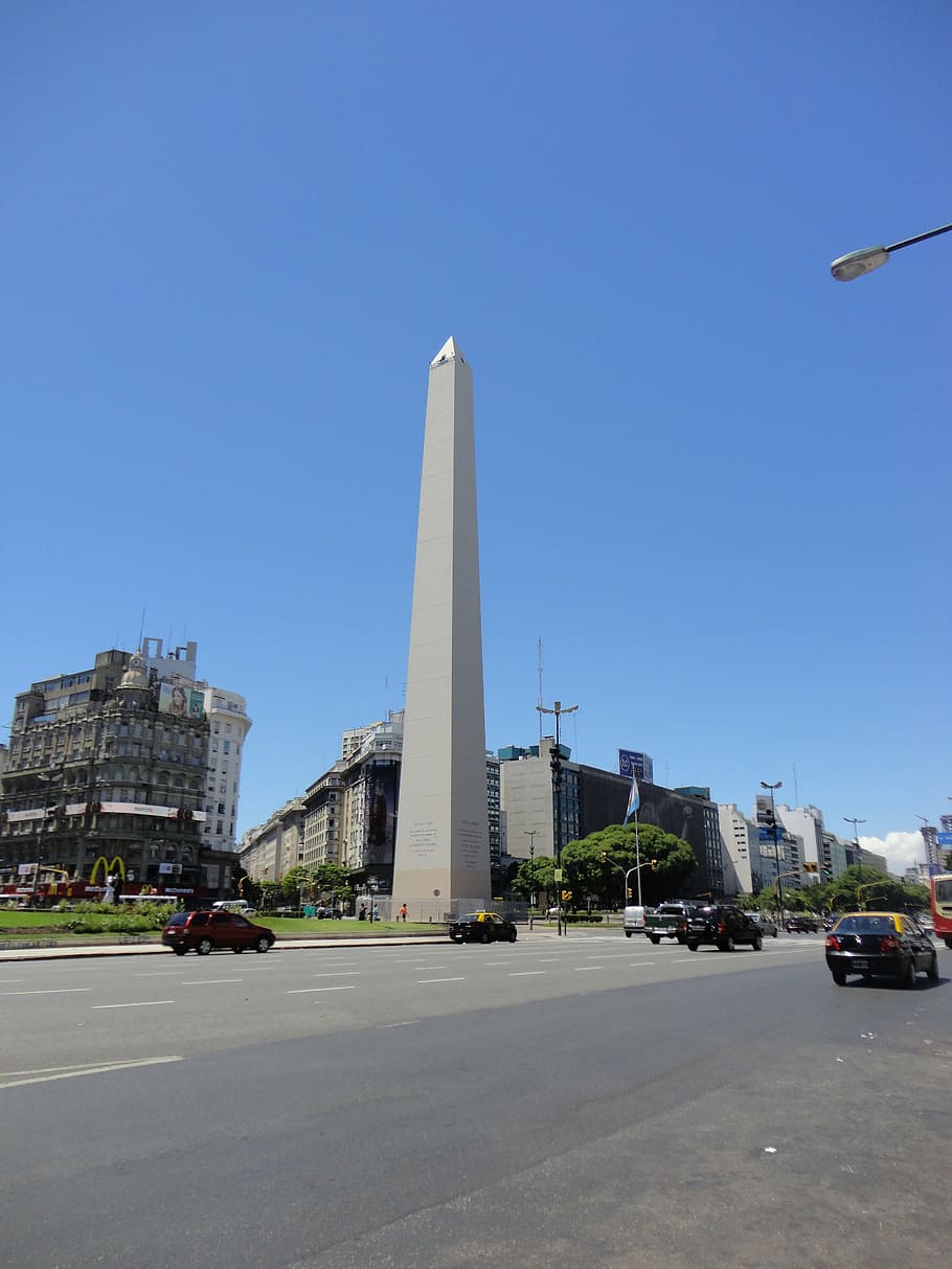 obelisco, medio, carretera, buenos aires, argentina, av 9 de julio, arquitectura, estructura construida, ciudad, cielo