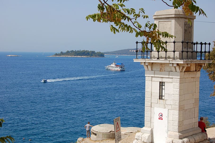 rovinj, croatia, panorama, sky, istria, lighthouse, adriatic sea, water, sea, nautical vessel