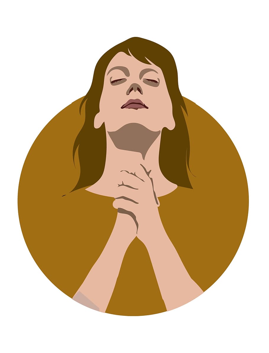 women, woman, pray, prayer, vector, lactation, one person, front view, adult, white background