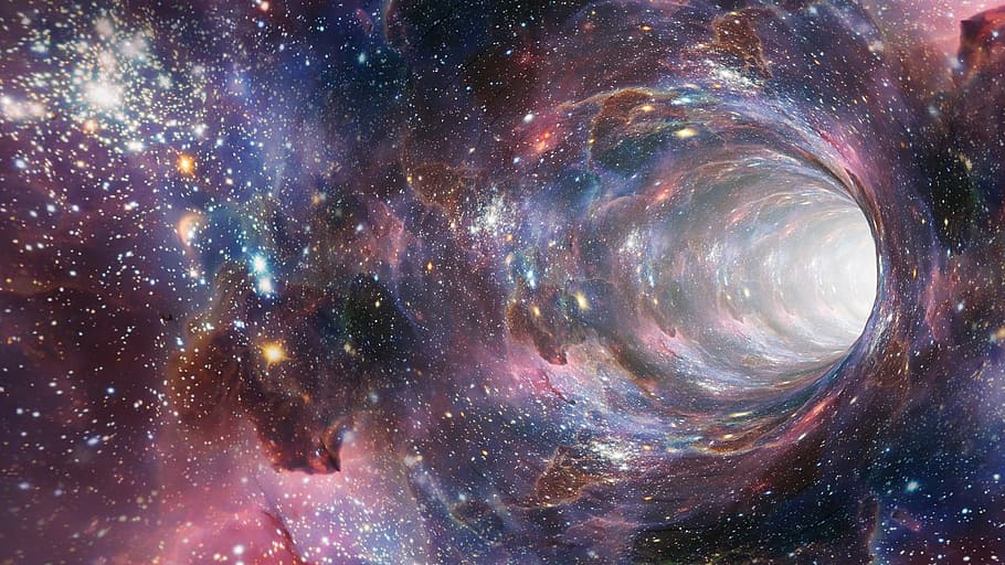 galaxy digital wallpaper, blanco, azul, rosa, galaxia, agujero negro, agujero de gusano, viaje en el tiempo, portal, vórtice