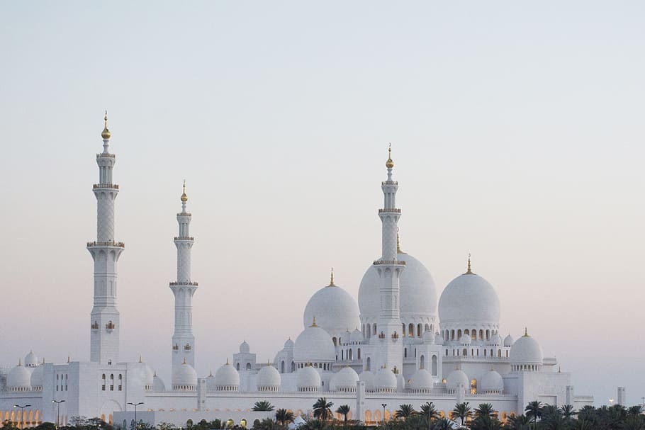 white, mosque, Taj Mahal, abu dhabi, grand, muslim, islamic, architecture, minaret, temple
