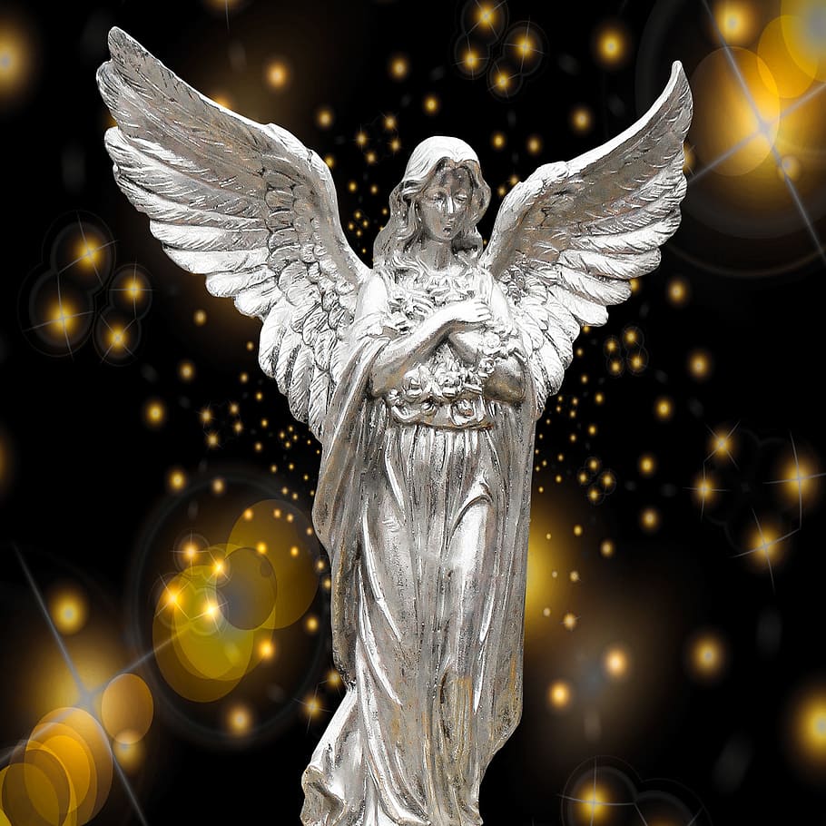 angel woman figurine, christmas, angel, christmas angel, guardian angel, christmas time, star, statue, figure, night