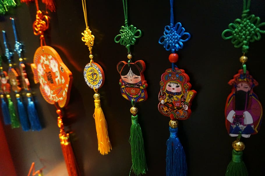 ornamentos, beijing, fuwa, de suspensão, arte e artesanato, ninguém, decoração, artesanato, vermelho, lanterna