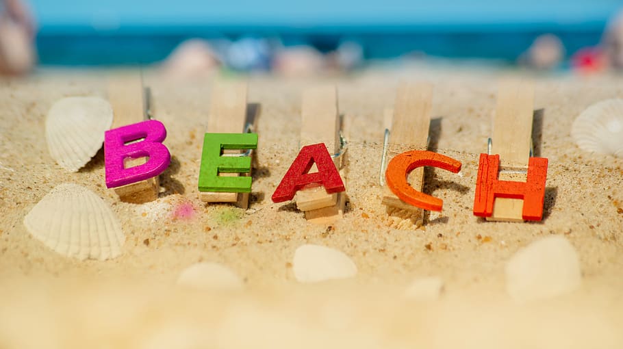 pantai, liburan, pasir, laut, tulisan, surat, musim panas, relaksasi, tanah, huruf kapital