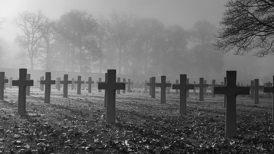 peringatan perang, hari peringatan, militer, pemakaman, Monumen, veteran, kuburan, batu nisan, kesedihan, kabut