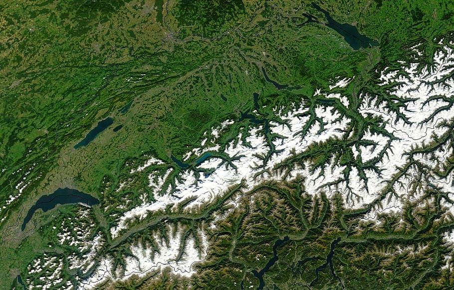 nasa satellite image, NASA, Satellite image, Swiss Alps, 
