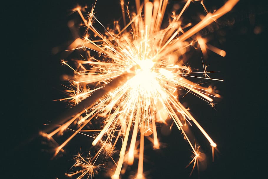 closeup, fireworks, sparkler, firework, celebration, fun, night, fire, flame, burning