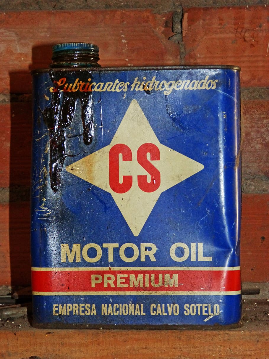 lubricant, can, old, vintage, design, communication, text, western script, blue, sign